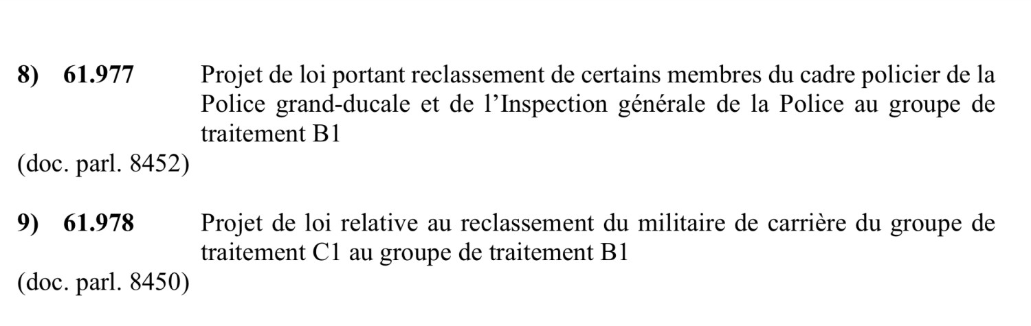 Reclassement um Ordre du Jour vum Staatsrot